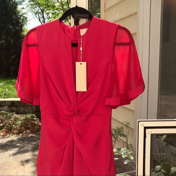 NWT Keepsake Knotted Midi Dress in Raspberry - Picture 3 of 9